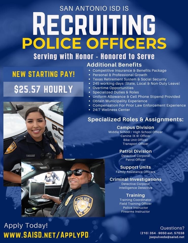 SAISD is recruiting police officers